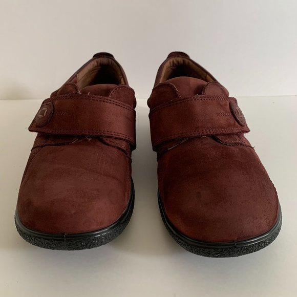 Hotter Comfort Concept Slip On Adjustable Loafer Shoes Red Suede Womens Size 7.5 - Picture 7 of 10